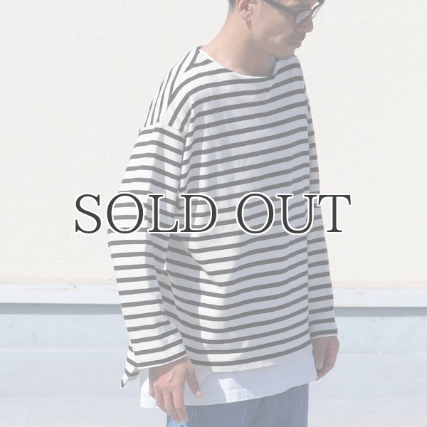 画像4: Basque10オンス（バスク天竺）フレンチボーダー ボートネック BOX Tee【MADE IN JAPAN】『日本製』/ Upscape Audience (4)