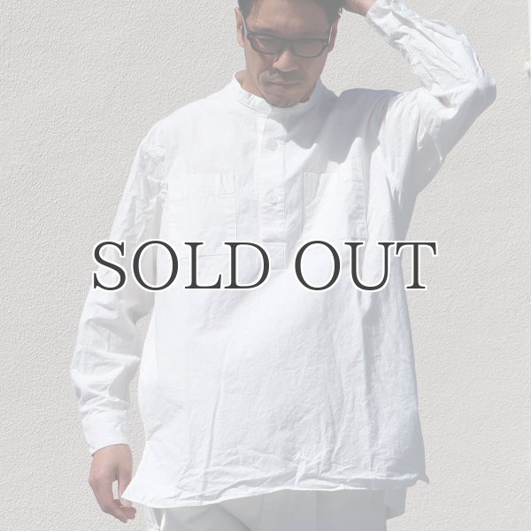 画像4: 馬布ヴィンテージフィニッシュバンドカラースクエアロングシャツ【MADE IN JAPAN】『日本製』/ Upscape Audience (4)