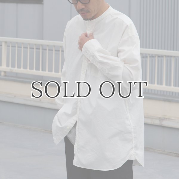 画像11: 遠州織7オンス チノクロス バンドカラー 長袖 ボクシーAライン シャツ【MADE IN JAPAN】『日本製』/ Upscape Audience (11)