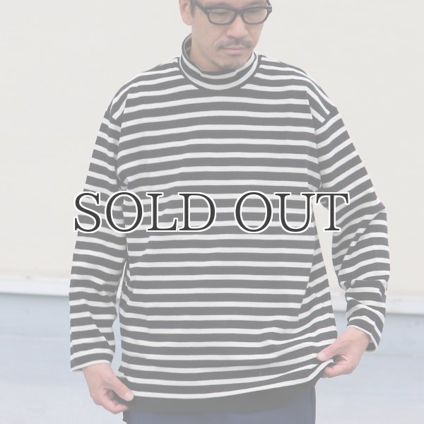 画像2: Basque10オンス（バスク天竺）フレンチボーダー モックネック ボクシー Tee【MADE IN JAPAN】『日本製』/ Upscape Audience (2)