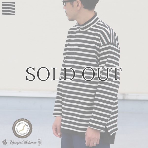 画像1: Basque10オンス（バスク天竺）フレンチボーダー モックネック ボクシー Tee【MADE IN JAPAN】『日本製』/ Upscape Audience (1)
