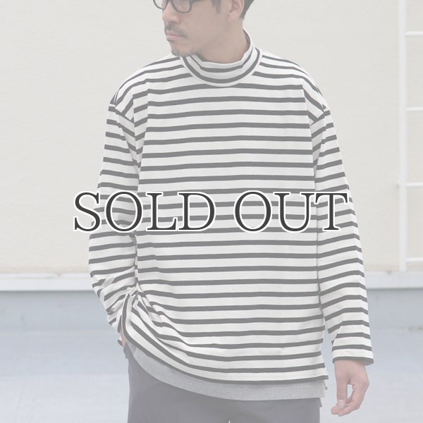 画像3: Basque10オンス(バスク天竺)フレンチボーダー モックネック ボクシー Tee【MADE IN JAPAN】『日本製』/ Upscape Audience (3)