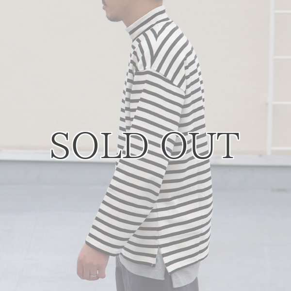 画像5: Basque10オンス(バスク天竺)フレンチボーダー モックネック ボクシー Tee【MADE IN JAPAN】『日本製』/ Upscape Audience (5)