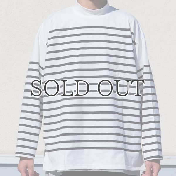 画像9: 「尾州」12オンス パネルボーダー モックネック ボクシーTシャツ【MADE IN JAPAN】『日本製』/ Upscape Audience (9)