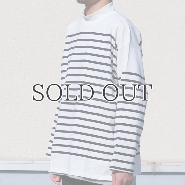 画像10: 「尾州」12オンス パネルボーダー モックネック ボクシーTシャツ【MADE IN JAPAN】『日本製』/ Upscape Audience (10)