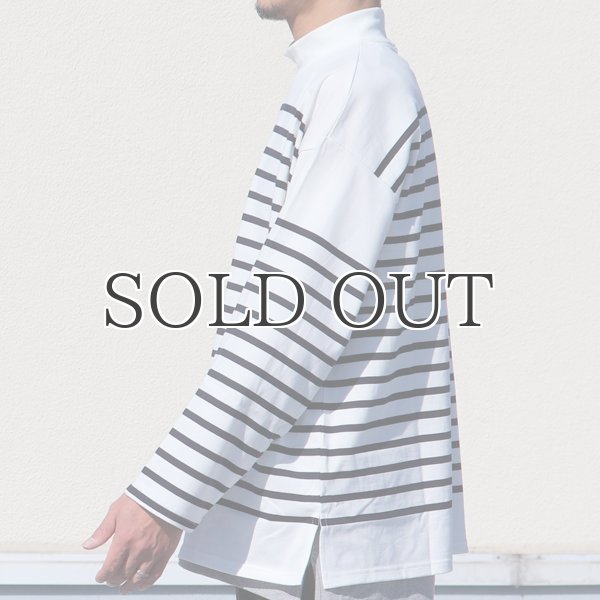 画像11: 「尾州」12オンス パネルボーダー モックネック ボクシーTシャツ【MADE IN JAPAN】『日本製』/ Upscape Audience (11)