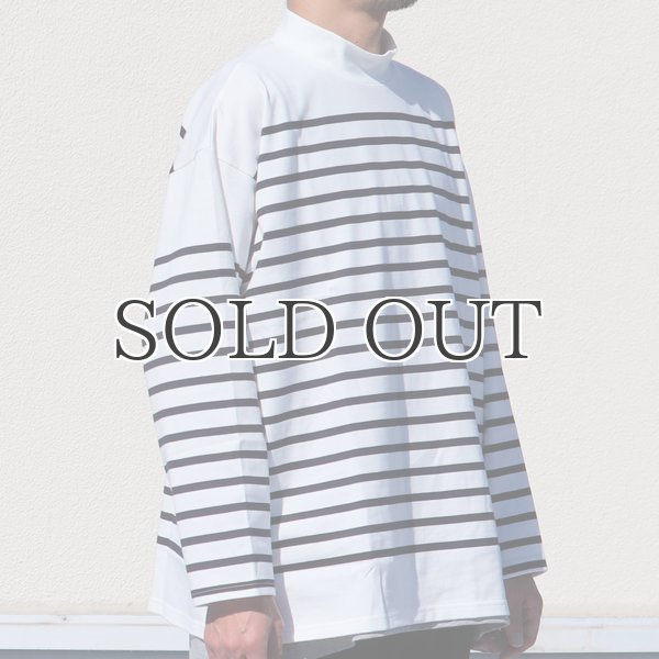 画像13: 「尾州」12オンス パネルボーダー モックネック ボクシーTシャツ【MADE IN JAPAN】『日本製』/ Upscape Audience (13)