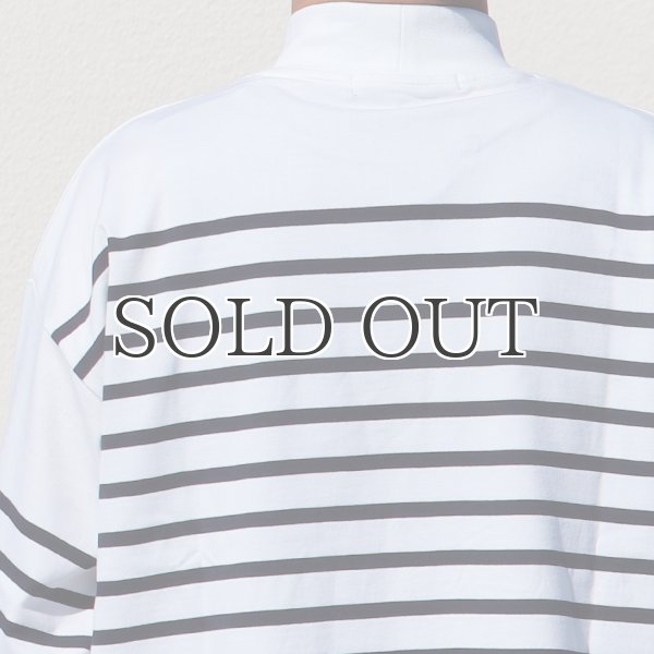 画像15: 「尾州」12オンス パネルボーダー モックネック ボクシーTシャツ【MADE IN JAPAN】『日本製』/ Upscape Audience (15)