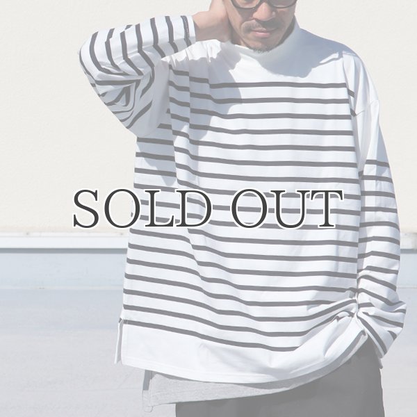 画像8: 「尾州」12オンス パネルボーダー モックネック ボクシーTシャツ【MADE IN JAPAN】『日本製』/ Upscape Audience (8)
