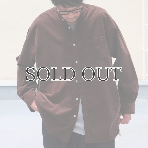 画像3: 21W（ウェール）コーデュロイ バンドカラー ボクシーAライン 長袖シャツ【MADE IN JAPAN】『日本製』/ Upscape Audience (3)