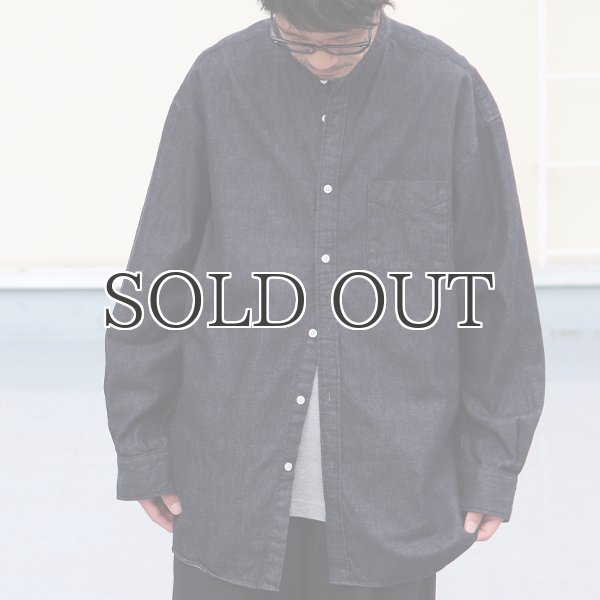 画像3: 「備中備後」 6オンス デニム バンドカラー ボクシーAライン 長袖シャツ【MADE IN JAPAN】『日本製』/ Upscape Audience (3)