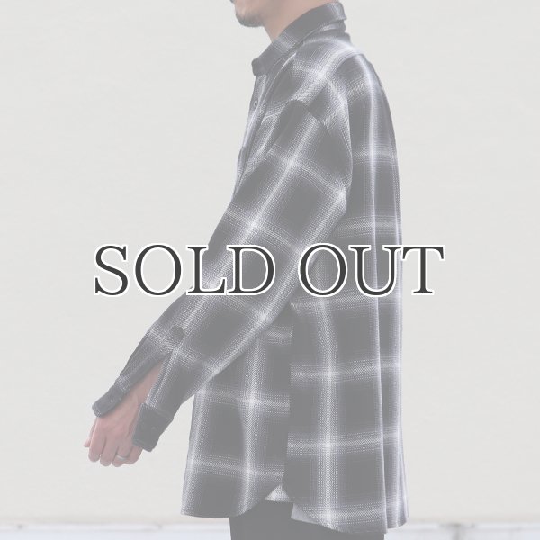 画像13: 10/2ヘビーツイル ヴィンテージチェック レギュラーカラー ボクシーAライン 長袖シャツ【MADE IN JAPAN】『日本製』/ Upscape Audience (13)