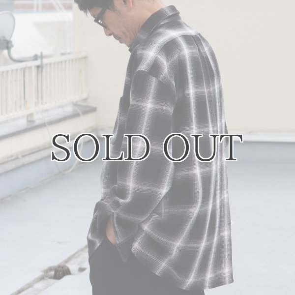 画像5: 10/2ヘビーツイル ヴィンテージチェック レギュラーカラー ボクシーAライン 長袖シャツ【MADE IN JAPAN】『日本製』/ Upscape Audience (5)