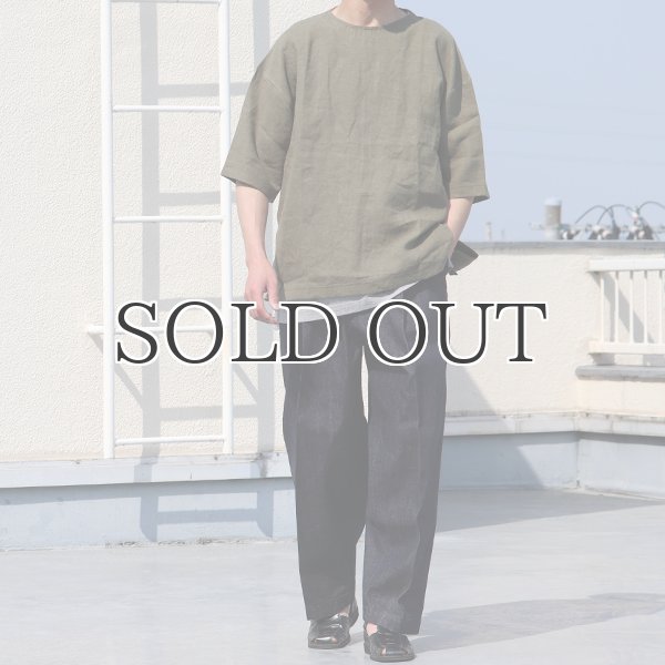 画像9: フレンチリネン サイドスリット ハーフスリーブ ボクシーAライン フハクシャツ【MADE IN JAPAN】『日本製』/ Upscape Audience (9)