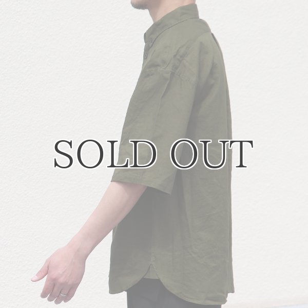 画像10: 綿麻ワッシャーキャンバス ボタンダウン ボクシーAライン ハーフスリーブシャツ【MADE IN JAPAN】『日本製』/ Upscape Audience (10)