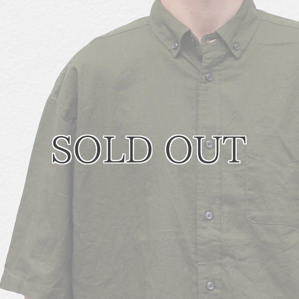 画像13: 綿麻ワッシャーキャンバス ボタンダウン ボクシーAライン ハーフスリーブシャツ【MADE IN JAPAN】『日本製』/ Upscape Audience (13)