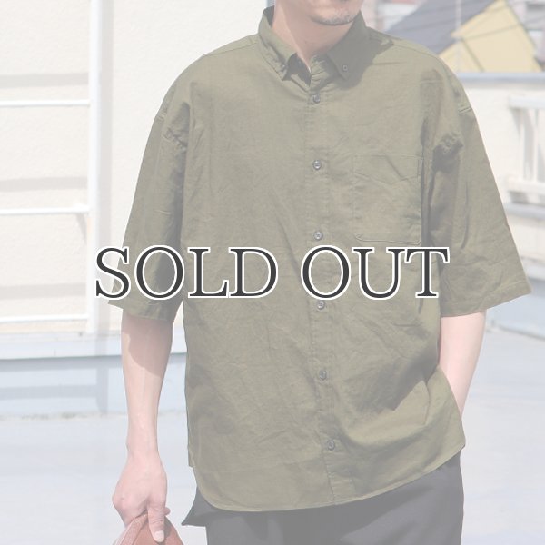 画像4: 綿麻ワッシャーキャンバス ボタンダウン ボクシーAライン ハーフスリーブシャツ【MADE IN JAPAN】『日本製』/ Upscape Audience (4)