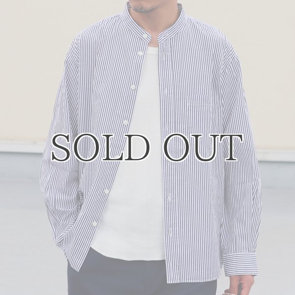 画像2: ワンウォッシュ バンドカラー L/S テーパードシャツ【MADE IN JAPAN】『日本製』/ Upscape Audience (2)