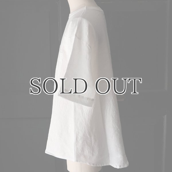 画像3: フレンチリネン グラスポケ付 ヘムラウンド ハーフスリーブ フハクシャツ【MADE IN JAPAN】『日本製』/ Upscape Audience (3)