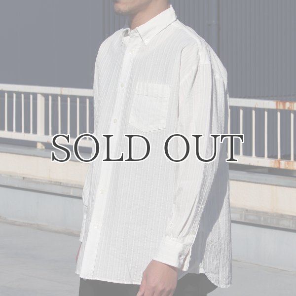 画像5: レノクロス（からみ織）ボタンダウン ボクシーAライン 長袖シャツ【MADE IN JAPAN】『日本製』/ Upscape Audience (5)