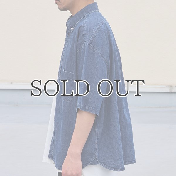 画像4: 「備後」 7オンス ムラデニム 釦ダウン ボク シーAライン ハーフスリーブシャツ【MADE IN JAPAN】『日本製』/ Upscape Audience (4)