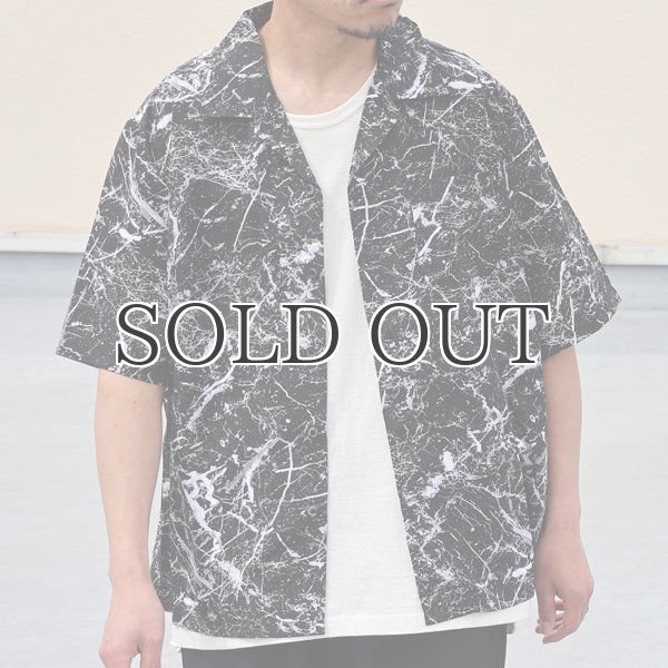 画像3: 「丹後」 レーヨンライク ピーチファイユ ブラッシュ&マーブルパターン オープンカラー ハーフスリーブシャツ【MADE IN JAPAN】『日本製』/ Upscape Audience (3)