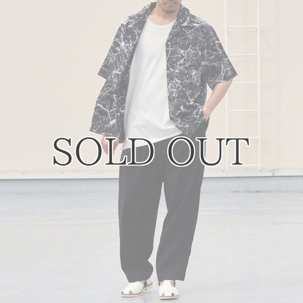 画像6: 「丹後」 レーヨンライク ピーチファイユ ブラッシュ&マーブルパターン オープンカラー ハーフスリーブシャツ【MADE IN JAPAN】『日本製』/ Upscape Audience (6)