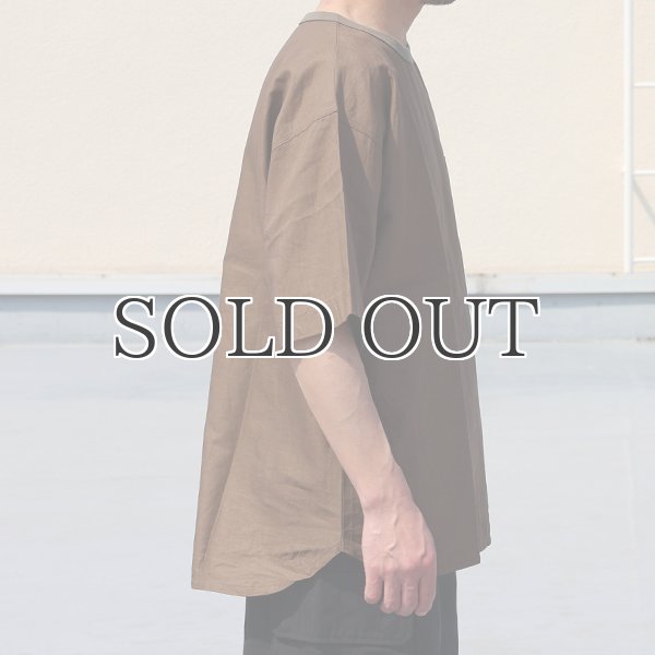 画像4: 「遠州」綿麻シーチング グラスポケット付 ヘムラウンド ハーフスリーブ フハクTシャツ【MADE IN JAPAN】『日本製』/ Upscape Audience (4)