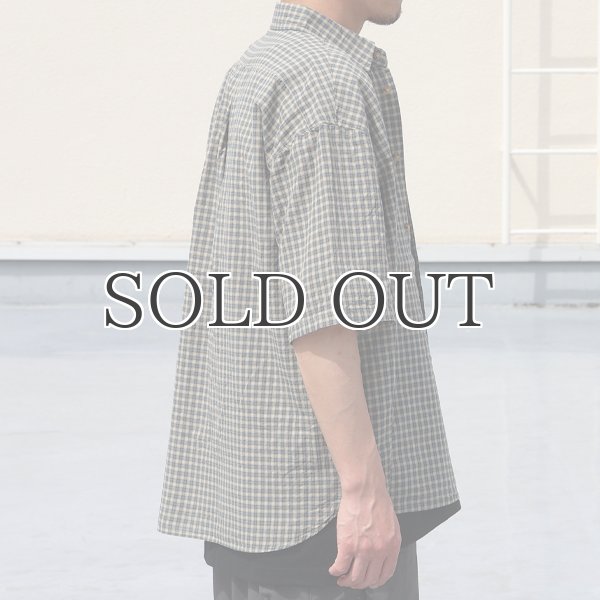 画像5: 播州織 ドビーミニチェック レギュラーカラー ボクシーAライン ハーフスリーブ ワーク シャツ【MADE IN JAPAN】『日本製』/ Upscape Audience (5)