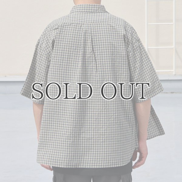 画像6: 播州織 ドビーミニチェック レギュラーカラー ボクシーAライン ハーフスリーブ ワーク シャツ【MADE IN JAPAN】『日本製』/ Upscape Audience (6)