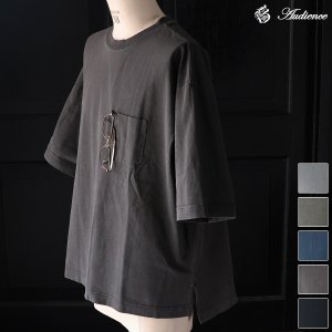 画像: ピグメント 米綿（USAコットン）16/-天竺（8.45オンス）グラスポケ付き クルーネック ハーフスリーブ ボクシー Tシャツ / Audience
