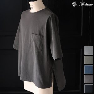 画像: ピグメント 米綿（USAコットン）16/-天竺（8.45オンス）胸ポケ付き サイドスリット ボクシーAライン ビッグ Tシャツ / Audience
