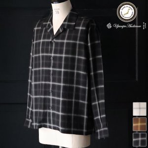 画像: 「西脇」 レーヨン オンブレチェック オープンカラー 長袖シャツ【MADE IN JAPAN】『日本製』/ Upscape Audience