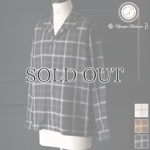 画像1: 「西脇」 レーヨン オンブレチェック オープンカラー 長袖シャツ【MADE IN JAPAN】『日本製』/ Upscape Audience (1)