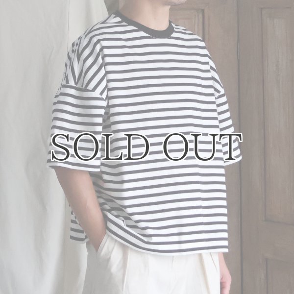 画像4: VORTEX 8オンス（MVS天竺) ボーダー クルーネック ハーフスリーブ クロップドTEE【MADE IN JAPAN】『日本製』/ Upscape Audience (4)