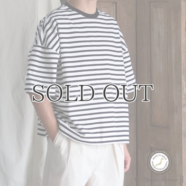 画像1: VORTEX 8オンス（MVS天竺) ボーダー クルーネック ハーフスリーブ クロップドTEE【MADE IN JAPAN】『日本製』/ Upscape Audience (1)