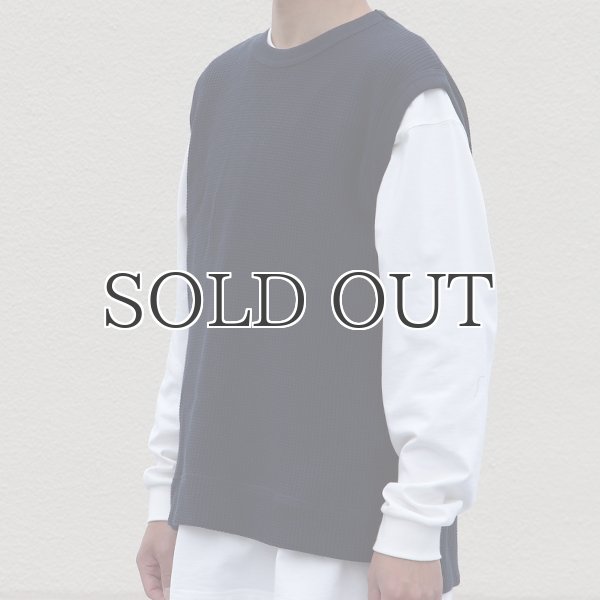 画像3: ビッグワッフル クルーネック サイドスリットポケ付ベスト【MADE IN JAPAN】『日本製』【送料無料】 / Upscape Audience (3)