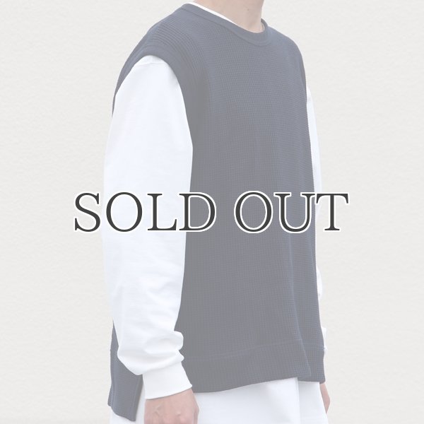 画像6: ビッグワッフル クルーネック サイドスリットポケ付ベスト【MADE IN JAPAN】『日本製』【送料無料】 / Upscape Audience (6)