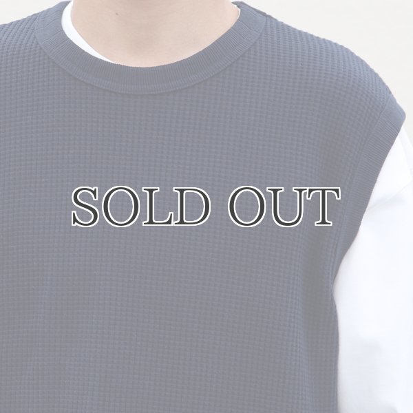 画像7: ビッグワッフル クルーネック サイドスリットポケ付ベスト【MADE IN JAPAN】『日本製』【送料無料】 / Upscape Audience (7)