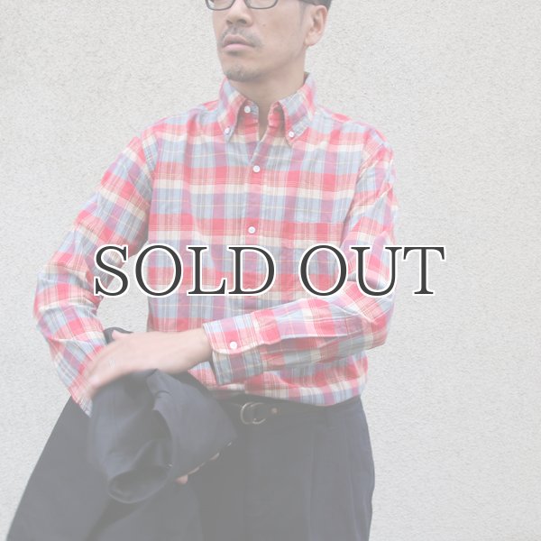 画像2: ボタンダウンマドラスチェック長袖シャツ / THE BAGGY (2)