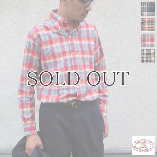 画像1: ボタンダウンマドラスチェック長袖シャツ / THE BAGGY (1)