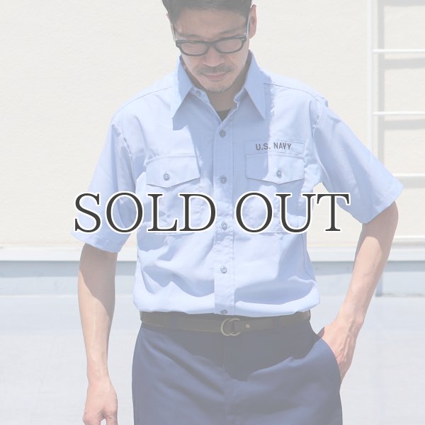 画像4: 【RE PRICE/価格改定】U.S.NAVY シャンブレー半袖ミリタリーシャツ / デッドストック (4)