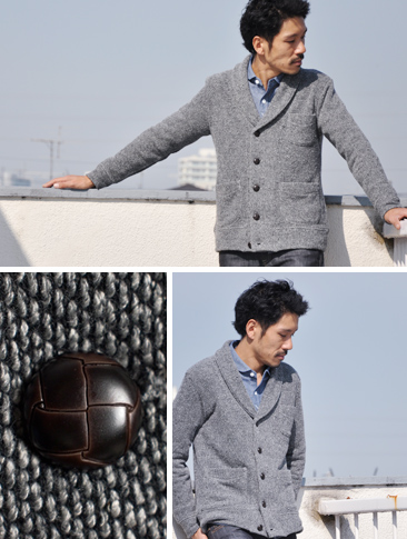 画像: ジャズネップ度詰インレイショールカラーカーディガン【MADE IN JAPAN】 / Upscape Audience