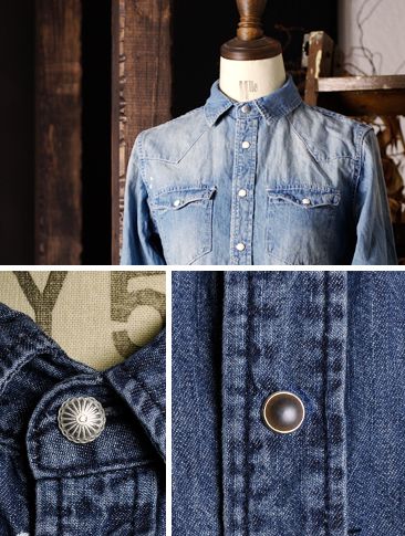 画像: ヴィンテージウォッシュ長袖デニムウェスタンシャツ [Lady's] / Audience