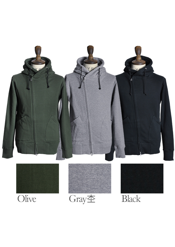 画像: コーマ裏毛ライダースワイヤー入りフードパーカー / Upscape Audience