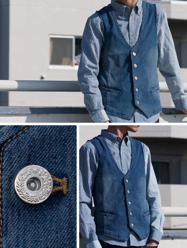 画像: ジャージデニム5ボタンベスト / VIBGYOR × Audience