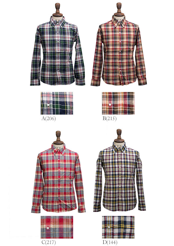 画像: ボタンダウンマドラスチェック長袖シャツ / THE BAGGY