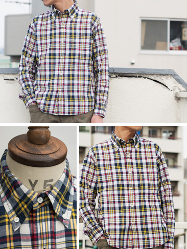 画像: ボタンダウンマドラスチェック長袖シャツ / THE BAGGY