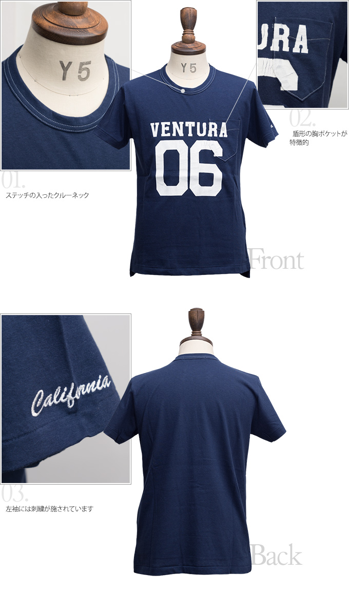 画像: ラフィー天竺"VENTURA"クルーネックポケット付きカットソー【MADE IN JAPAN】 / Upscape Audience