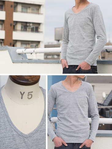 画像: 【RE PRICE / 価格改定】ガラガラ紡Vネック長袖カットソー【MADE IN JAPAN】『日本製』/ Upscape Audience